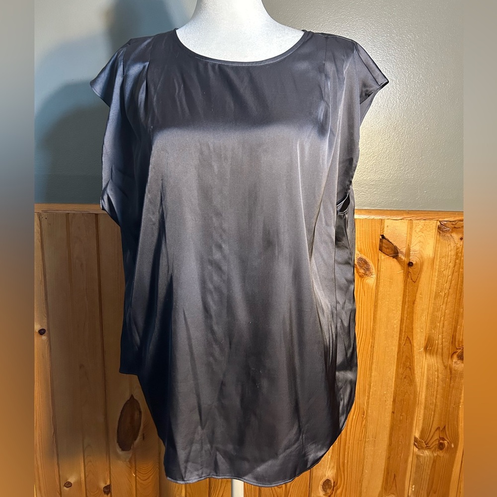 Metallic Grey Short Sleeve Blouse